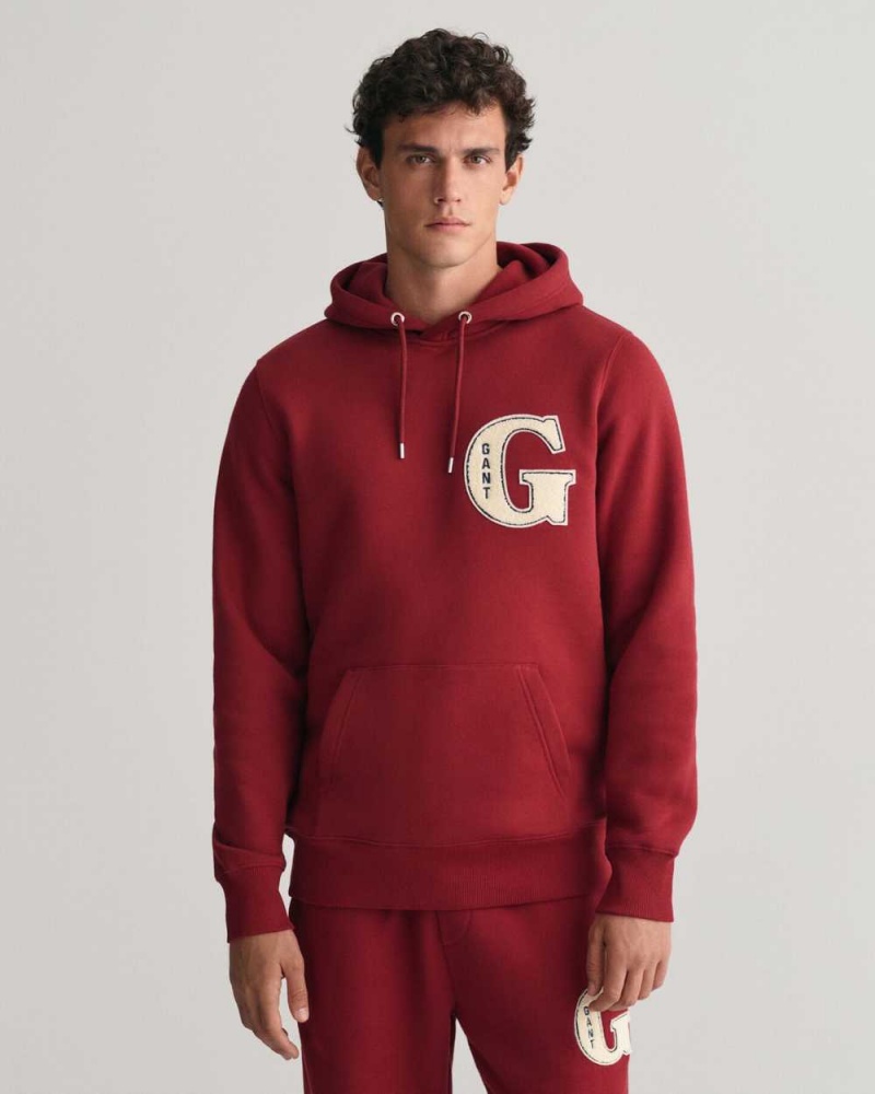 Gant G Graphic Men\'s Hoodie Plumped Red | WHGOM-8931