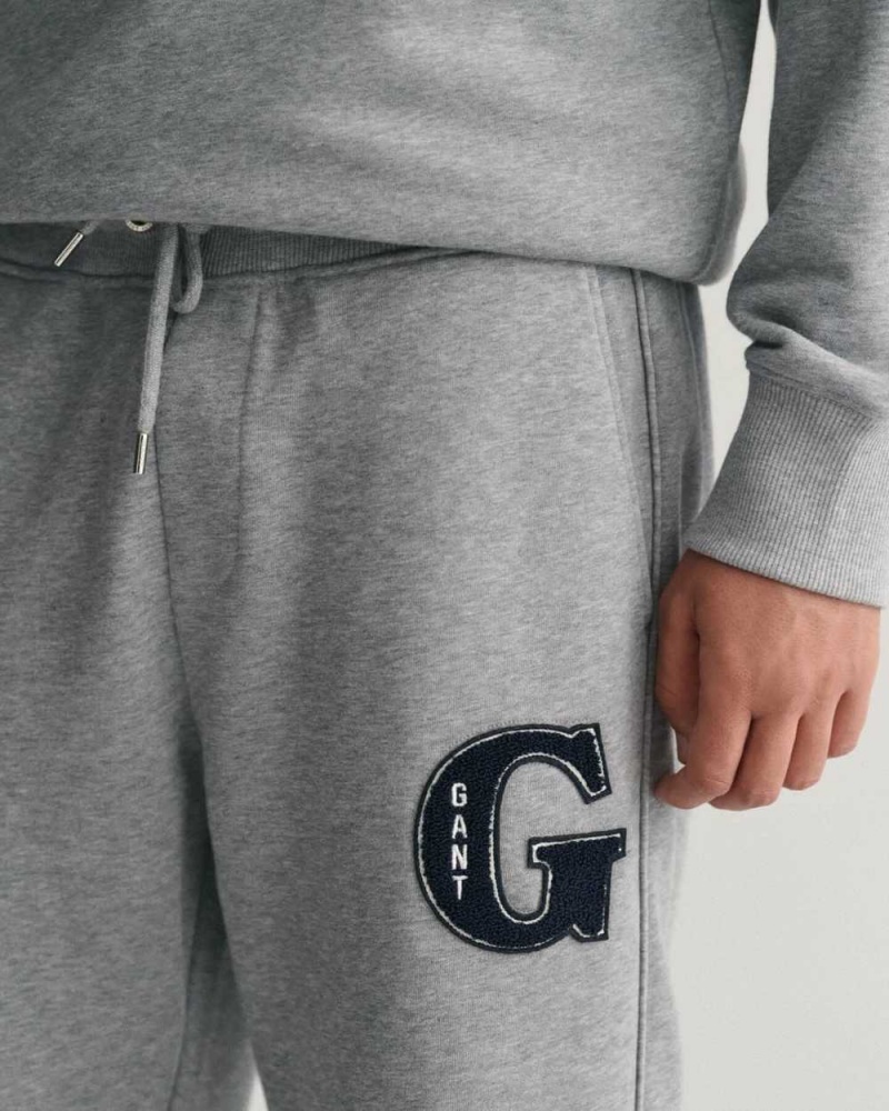 Gant G Graphic Men's Sweatpants Grey Melange | FQIJL-8701