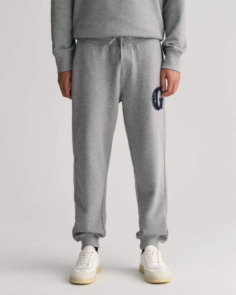 Gant G Graphic Men's Sweatpants Grey Melange | FQIJL-8701