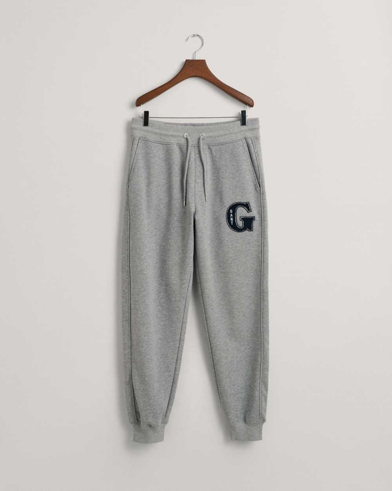 Gant G Graphic Men's Sweatpants Grey Melange | FQIJL-8701