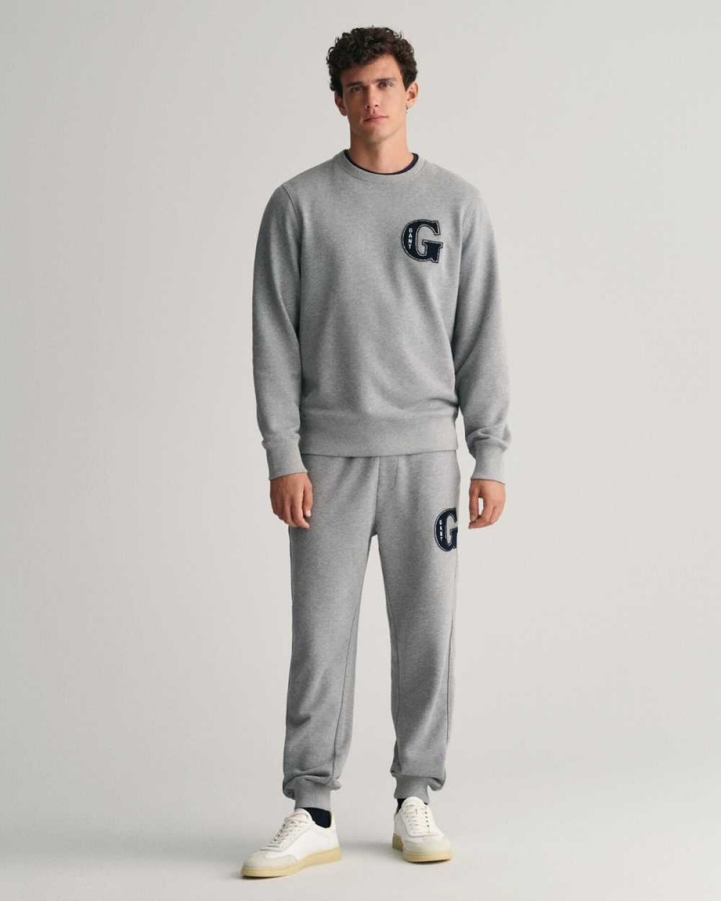 Gant G Graphic Men\'s Sweatpants Grey Melange | FQIJL-8701