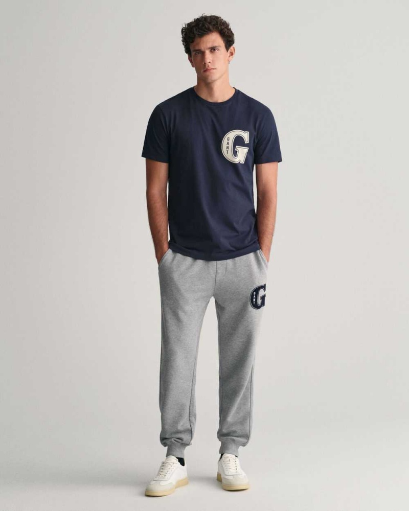 Gant G Graphic Men's T-Shirt Evening Blue | NIWLM-3074