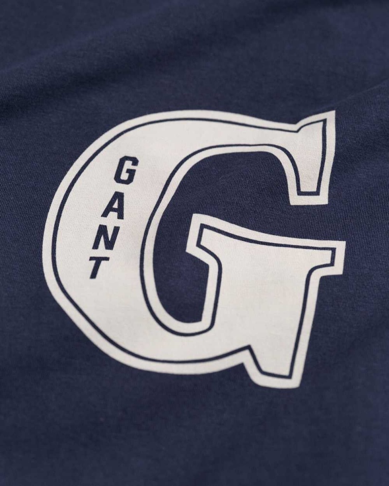 Gant G Graphic Men's T-Shirt Evening Blue | NIWLM-3074