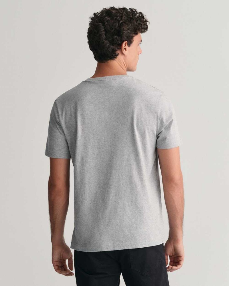 Gant G Graphic Men's T-Shirt Grey Melange | EUFDK-2859