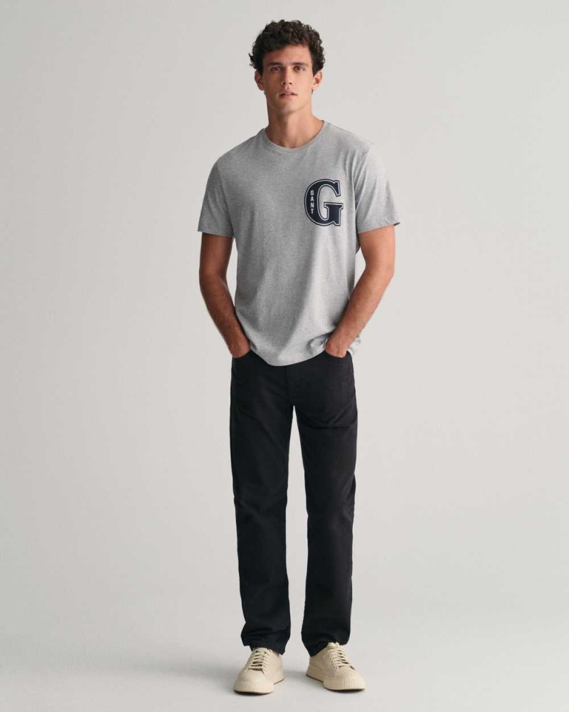 Gant G Graphic Men's T-Shirt Grey Melange | EUFDK-2859