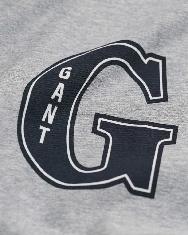 Gant G Graphic Men's T-Shirt Grey Melange | EUFDK-2859