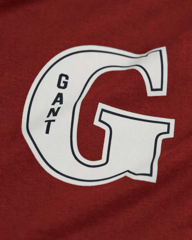 Gant G Graphic Men's T-Shirt Plumped Red | RLHGS-3482