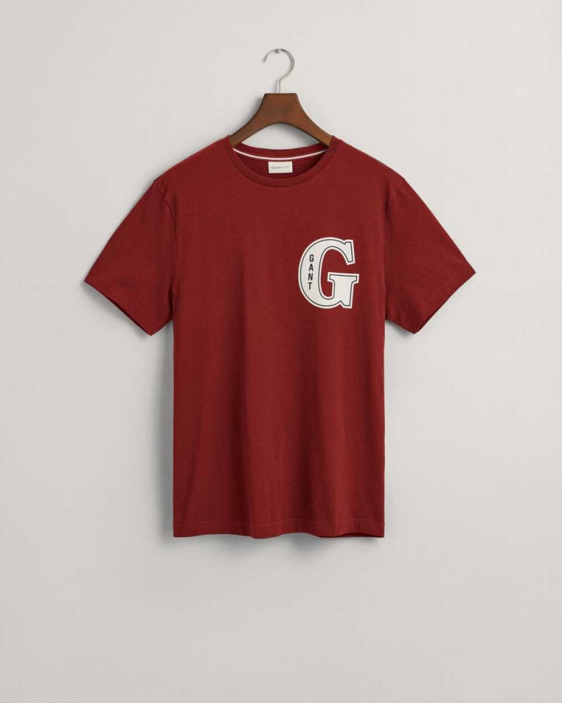 Gant G Graphic Men\'s T-Shirt Plumped Red | RLHGS-3482