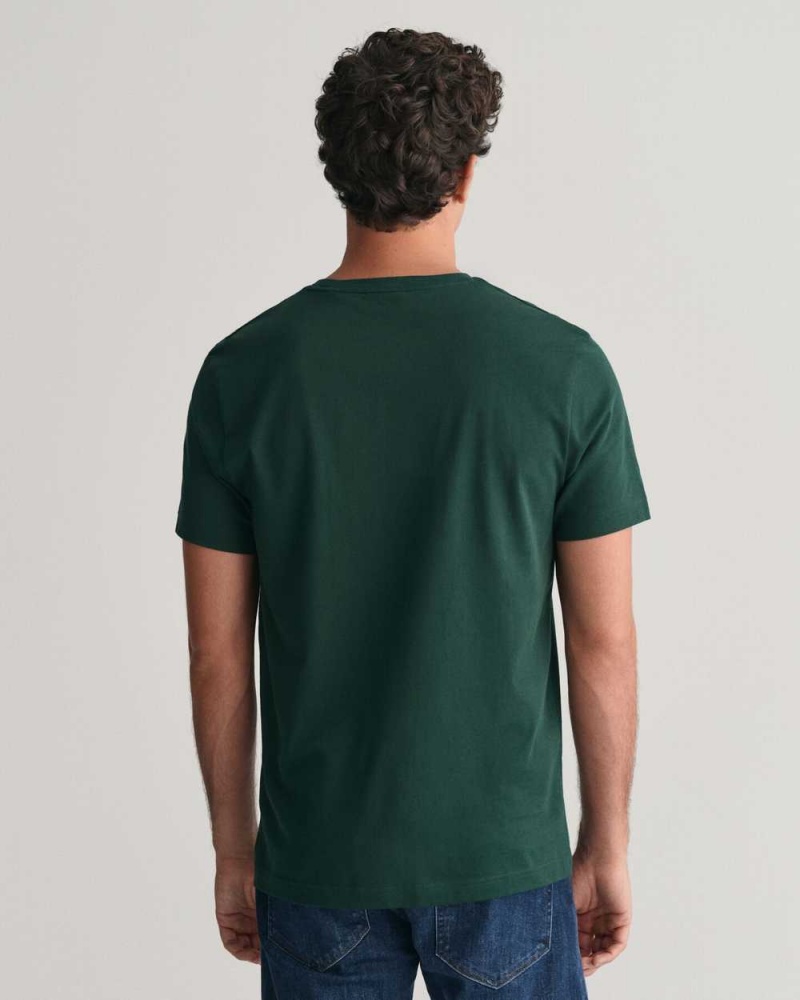 Gant G Graphic Men's T-Shirt Tartan Green | YZONG-1836