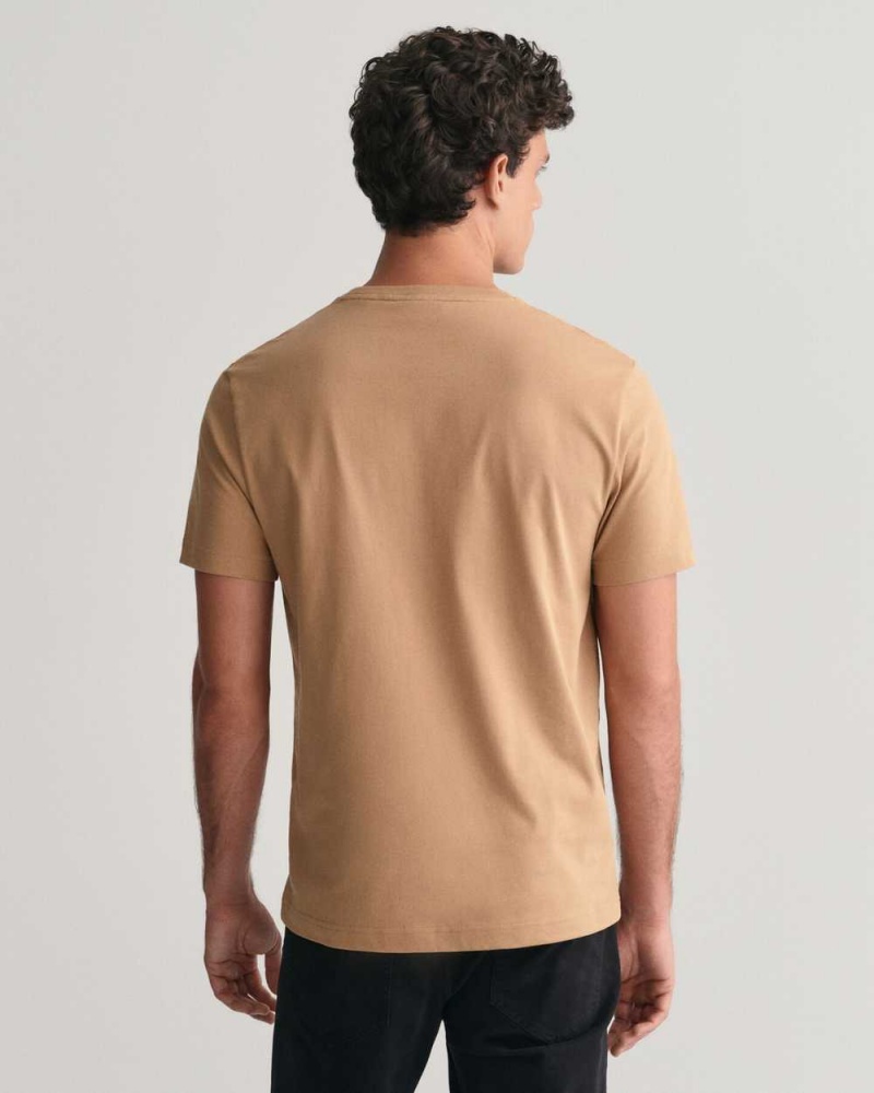 Gant G Graphic Men's T-Shirt Warm Khaki | FSRTX-1893