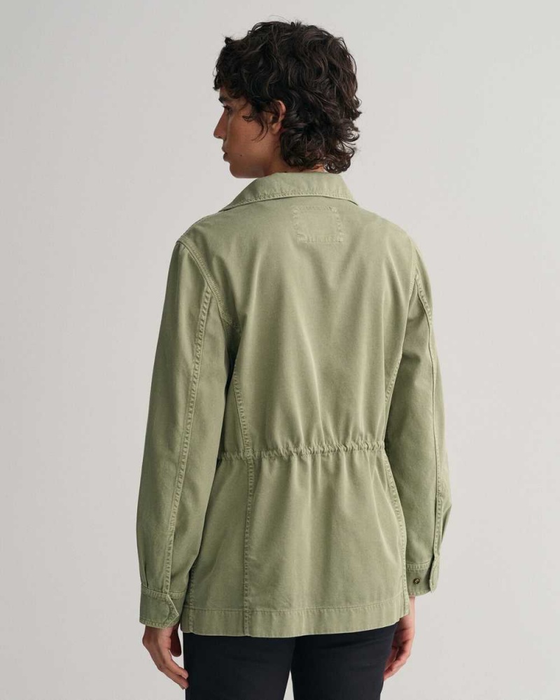 Gant Garment-Dyed Field Women's Jackets Oil Green | WPVCU-2841