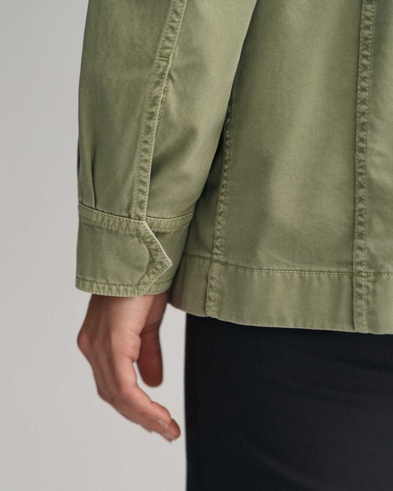 Gant Garment-Dyed Field Women's Jackets Oil Green | WPVCU-2841