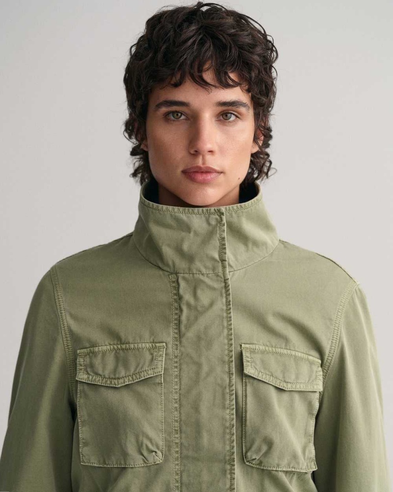 Gant Garment-Dyed Field Women's Jackets Oil Green | WPVCU-2841