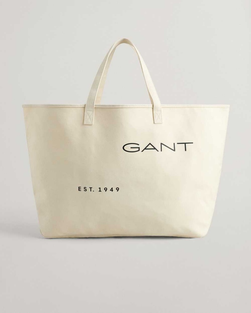 Gant Graphic Canvas Women\'s Bags Cream | DMQKF-6039