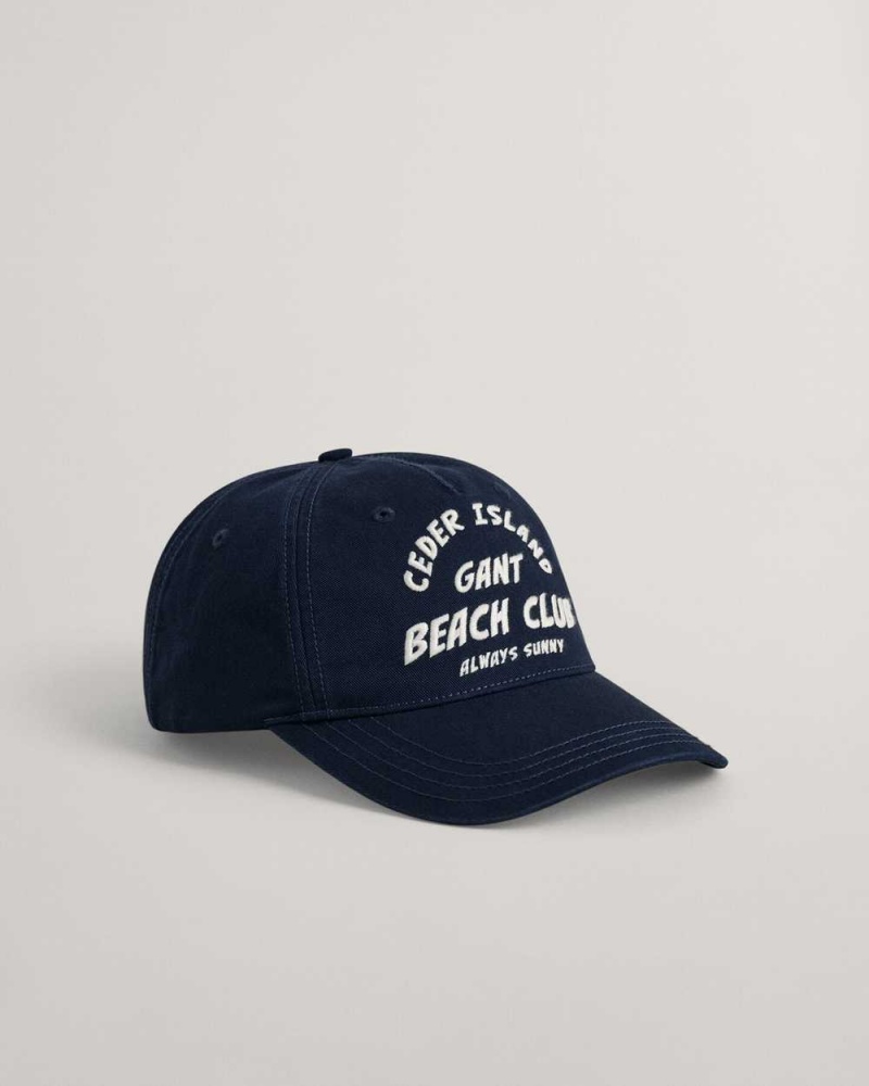 Gant Graphic Cotton Twill Men's Caps Evening Blue | WPAVU-1523