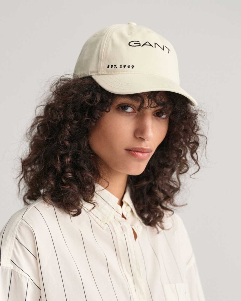 Gant Graphic Cotton Twill Women\'s Hats Cream | FIRWY-1543