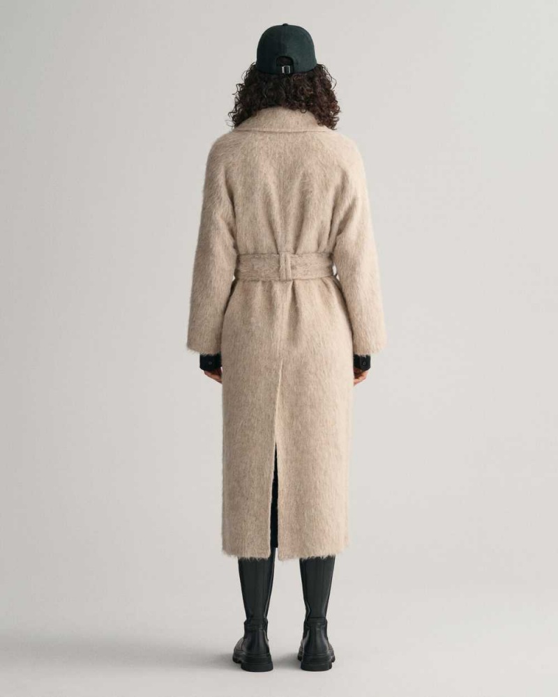 Gant Hairy Textured Car Women's Coats Beige | PYWUF-7619