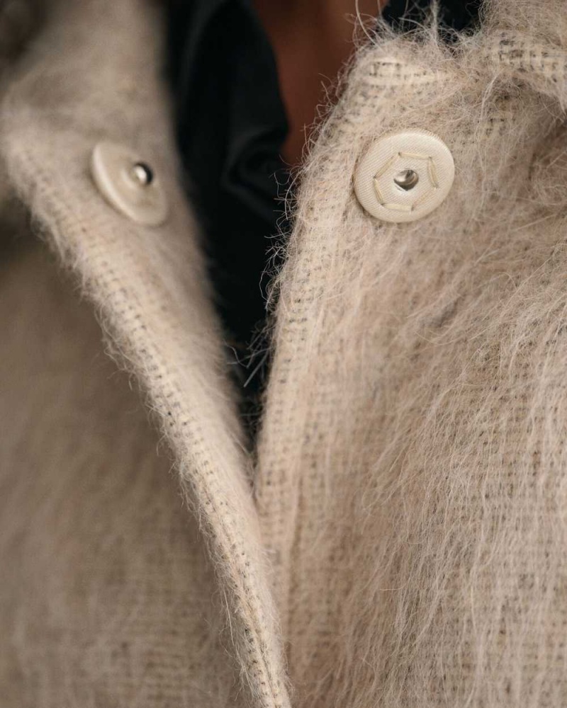 Gant Hairy Textured Car Women's Coats Beige | PYWUF-7619