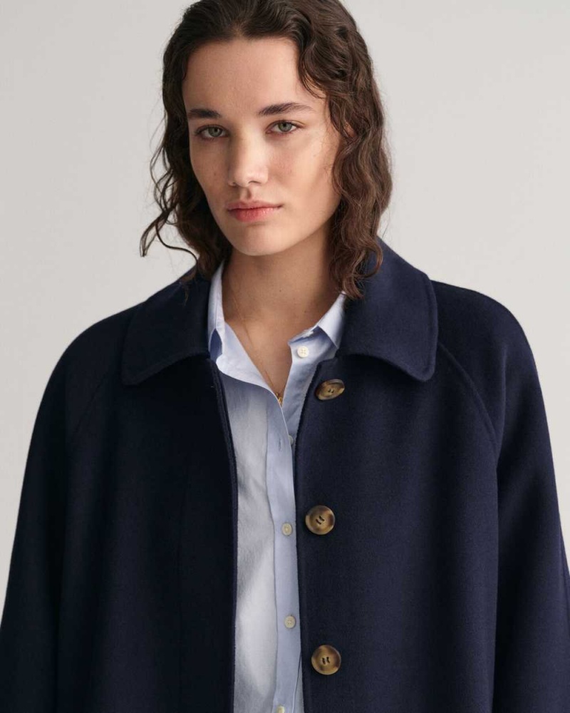 Gant Handstitched Car Women's Coats Evening Blue | ITVBK-2738