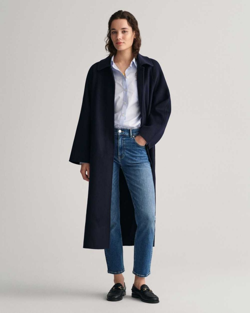 Gant Handstitched Car Women's Coats Evening Blue | ITVBK-2738