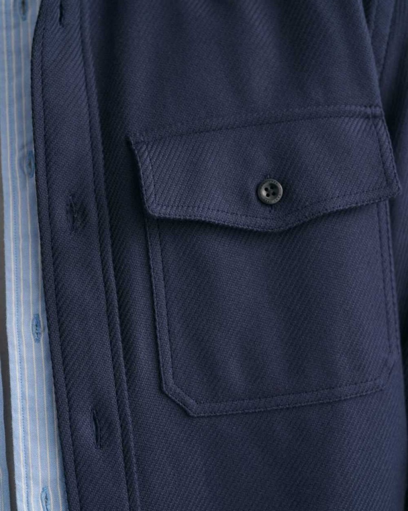 Gant Heavy Twill Over Men's Shirts Marine | WLEOQ-9512