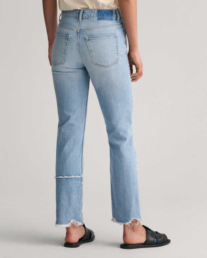 Gant High-Waisted Straight Leg Patchwork Women's Jeans Semi Light Blue Vintage | YLSNT-3261