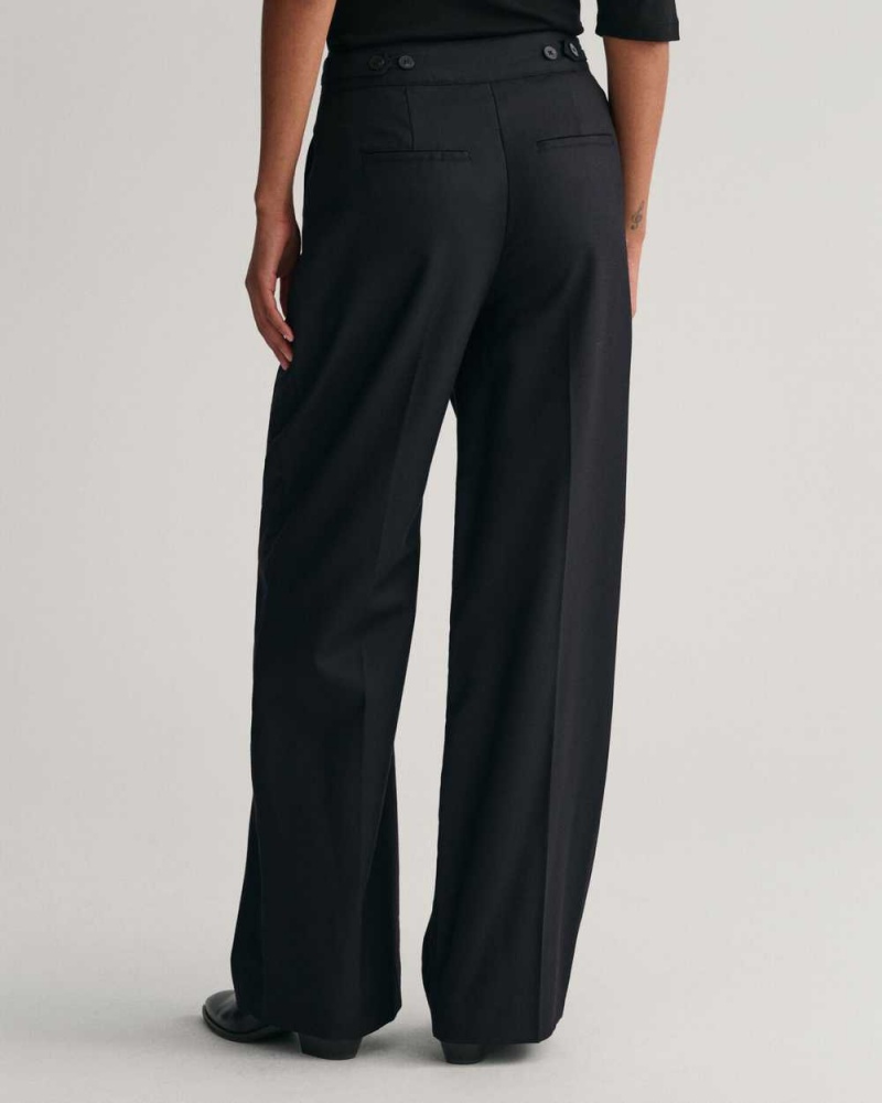 Gant High-Waisted Straight Leg Women's Pants Ebony Black | YQCXN-0426