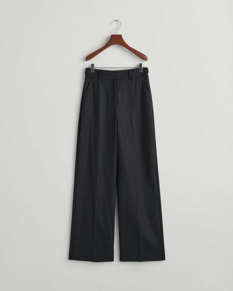 Gant High-Waisted Straight Leg Women's Pants Ebony Black | YQCXN-0426