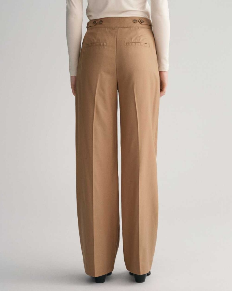 Gant High-Waisted Straight Leg Women's Pants Warm Khaki | RTIGY-4130