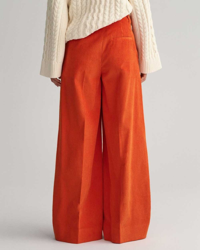 Gant High-Waisted Wide Leg Corduroy Women's Pants Pumpkin Orange | FTVHE-9386