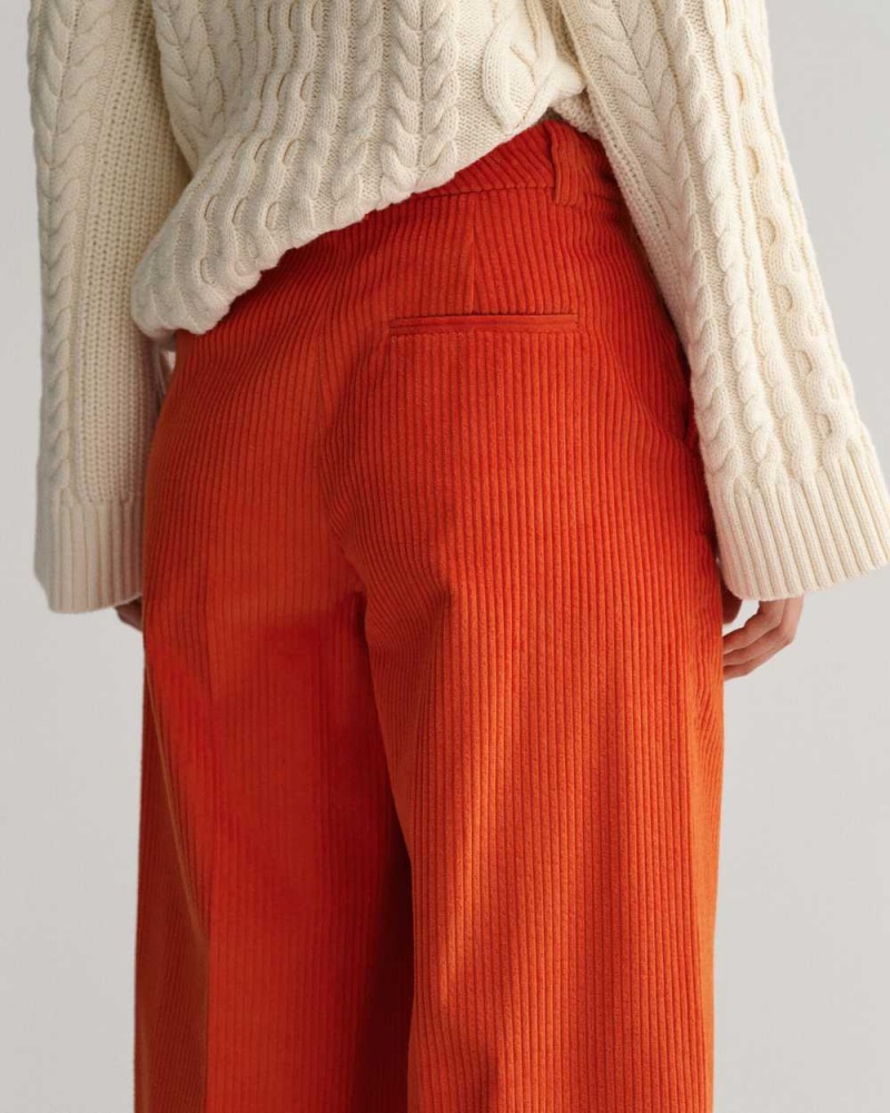 Gant High-Waisted Wide Leg Corduroy Women's Pants Pumpkin Orange | FTVHE-9386