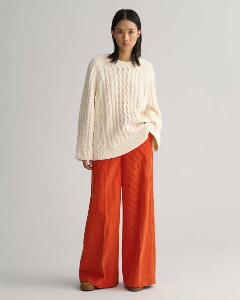 Gant High-Waisted Wide Leg Corduroy Women's Pants Pumpkin Orange | FTVHE-9386