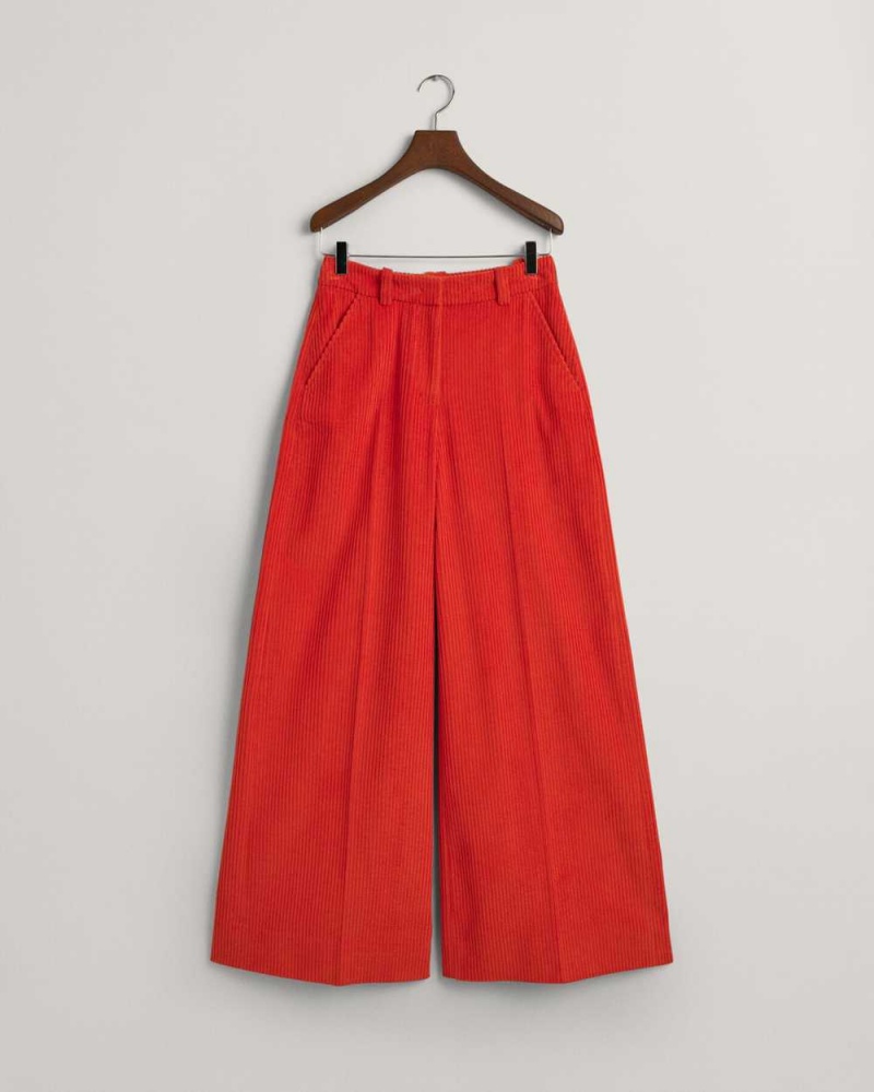 Gant High-Waisted Wide Leg Corduroy Women's Pants Pumpkin Orange | FTVHE-9386