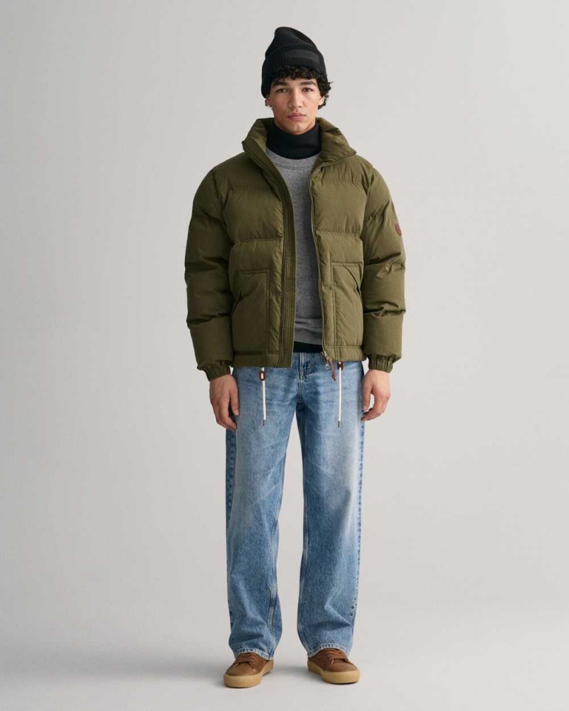 Gant Hiking Puffer Men's Jackets Dark Cactus | MVSOT-8502