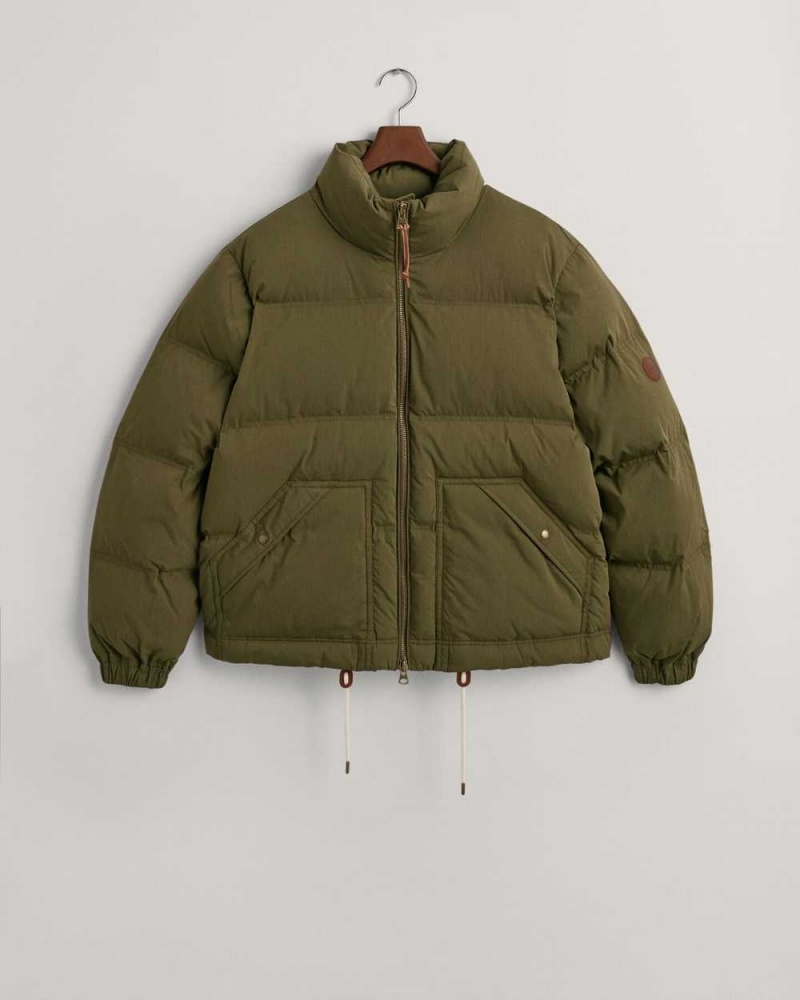 Gant Hiking Puffer Men's Jackets Dark Cactus | MVSOT-8502