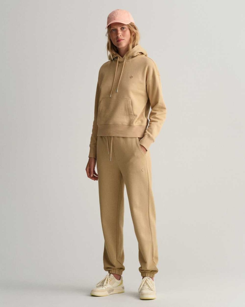 Gant Icon G Essential Women's Hoodie Dark Khaki | JDRCK-7315