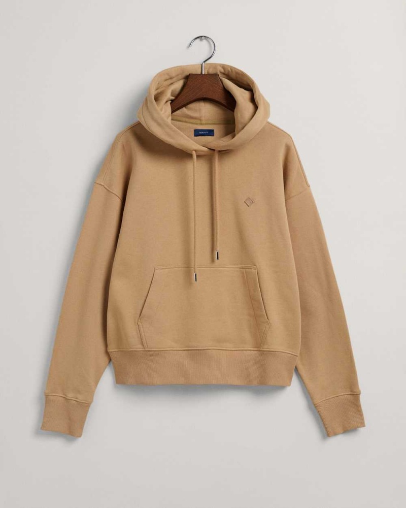 Gant Icon G Essential Women's Hoodie Dark Khaki | JDRCK-7315