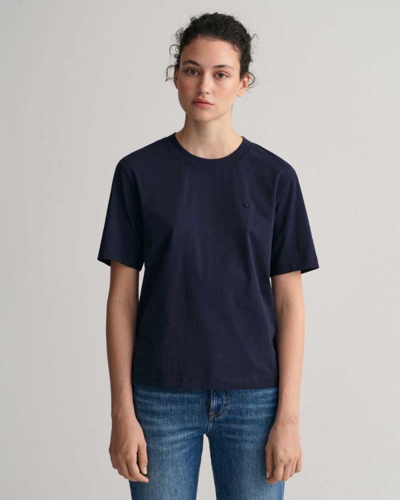 Gant Icon G Essential Women\'s T-Shirt Evening Blue | HCNGM-0467