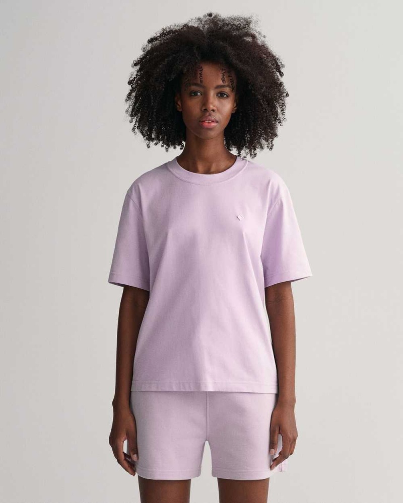 Gant Icon G Essential Women\'s T-Shirt Soothing Lilac | XSTYP-3416