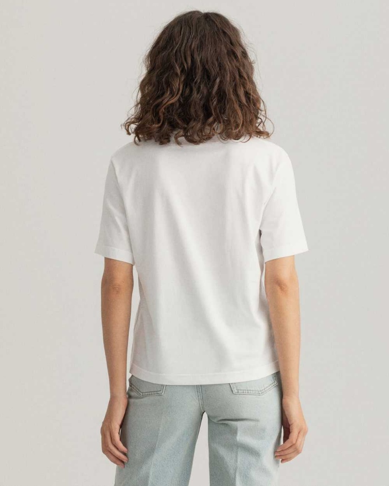 Gant Icon G Essential Women's T-Shirt White | HBLJO-7489