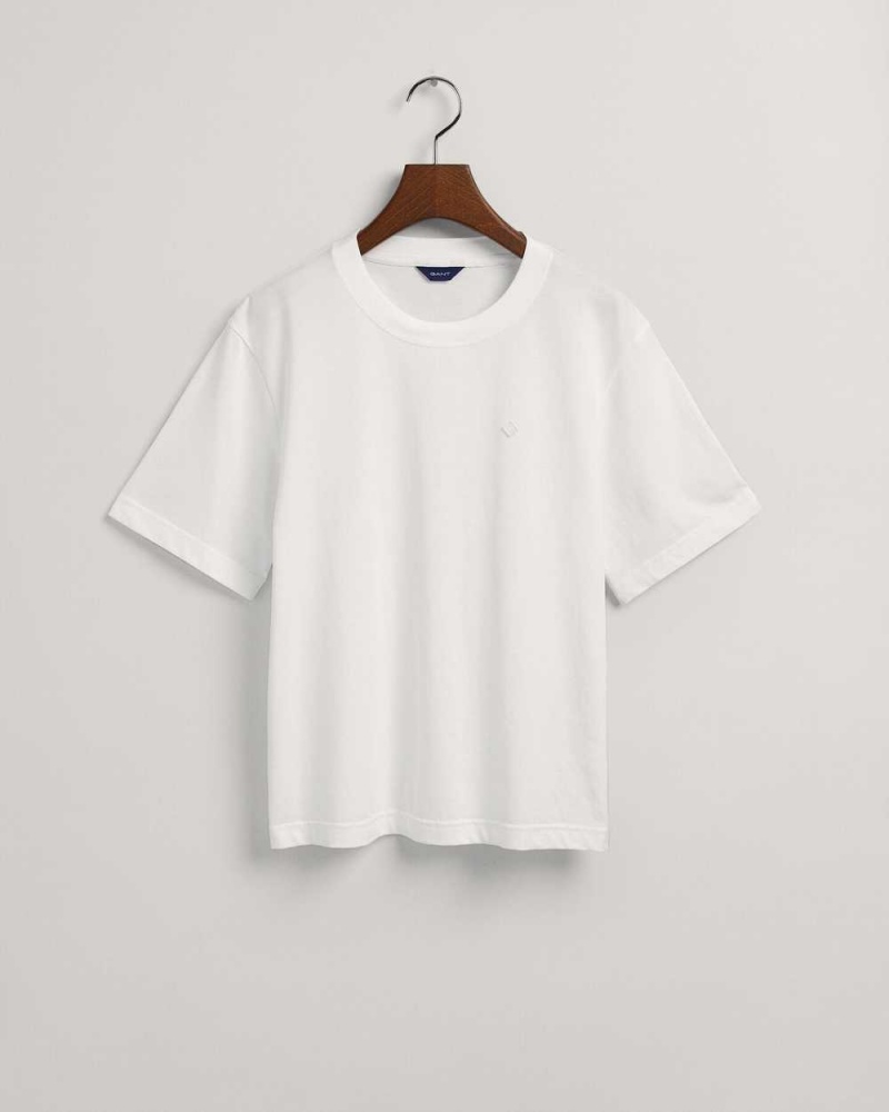 Gant Icon G Essential Women's T-Shirt White | HBLJO-7489