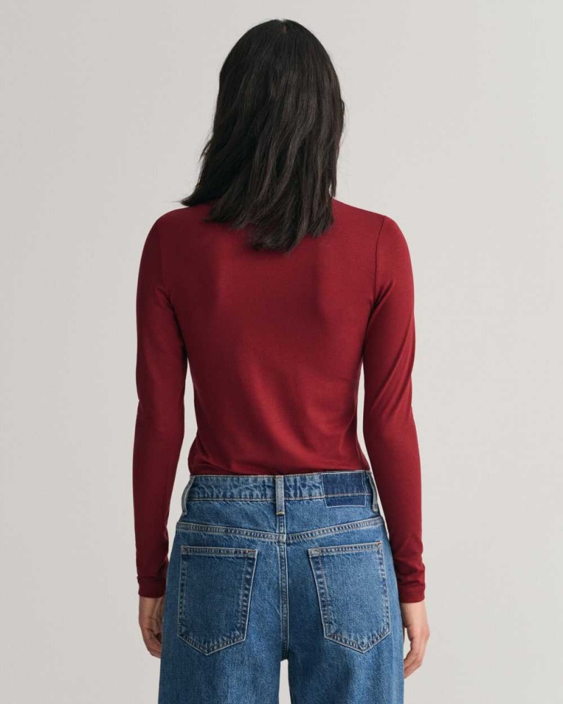 Gant Jersey Long Sleeve Turtleneck Women's Sweater Plumped Red | JNOWY-9724