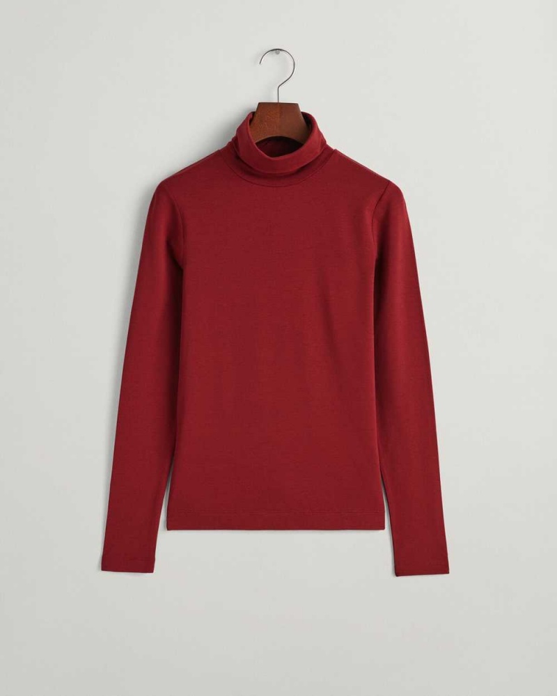 Gant Jersey Long Sleeve Turtleneck Women's Sweater Plumped Red | JNOWY-9724