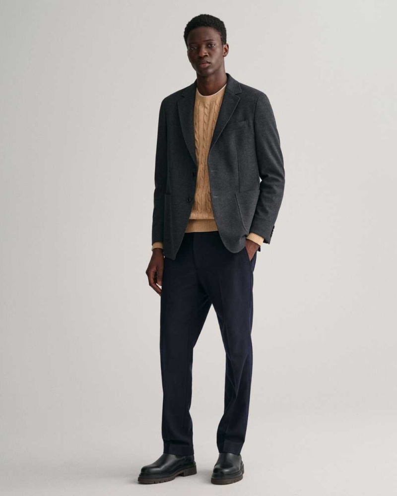 Gant Jersey Men's Blazer Dark Grey | CFNKT-1089