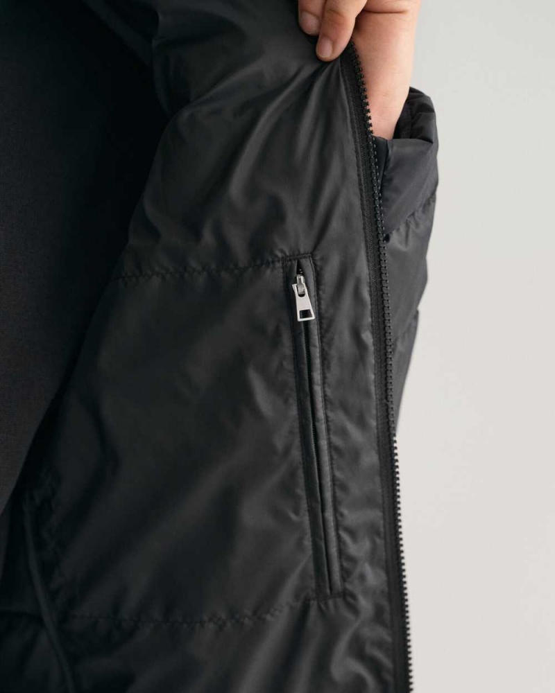 Gant Light Down Hood Men's Jackets Black | OKUYI-6384