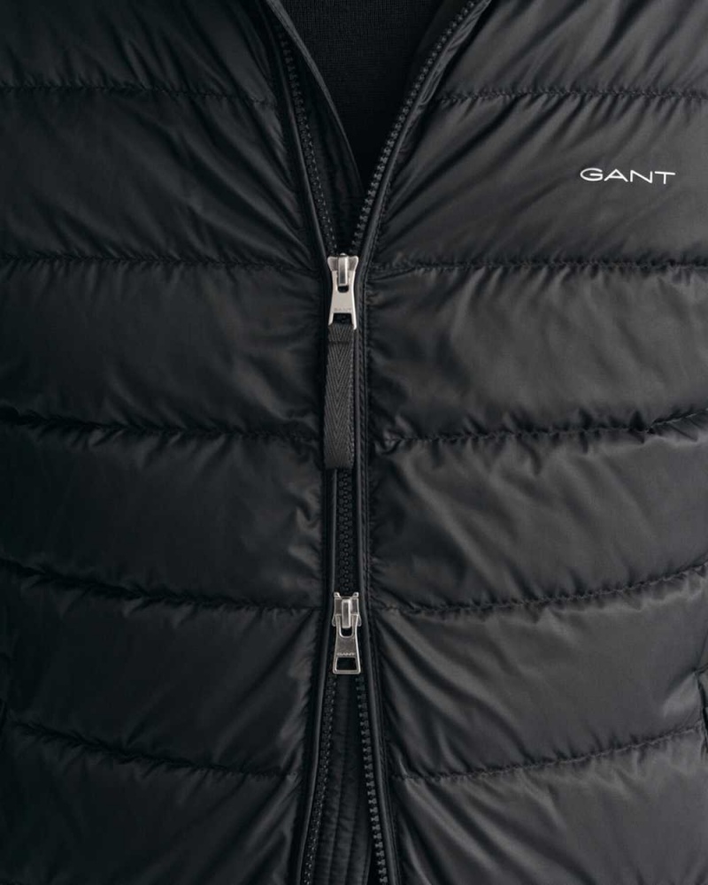 Gant Light Down Hood Men's Jackets Black | OKUYI-6384