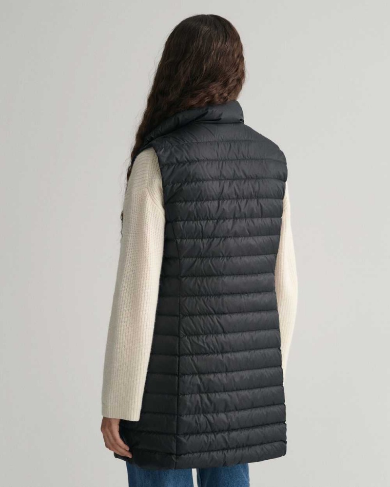 Gant Light Down Long Women's Vest Black | ZJBLO-5087