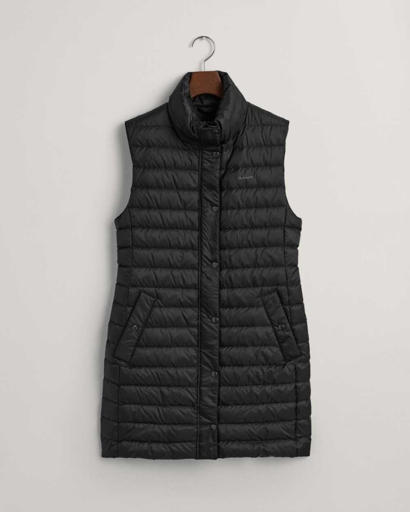 Gant Light Down Long Women's Vest Black | ZJBLO-5087