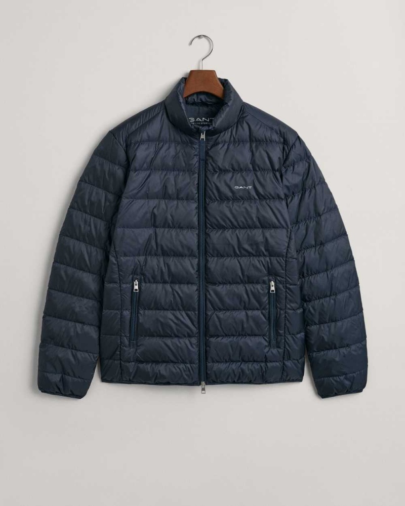 Gant Light Down Men's Jackets Evening Blue | JXBEP-9635