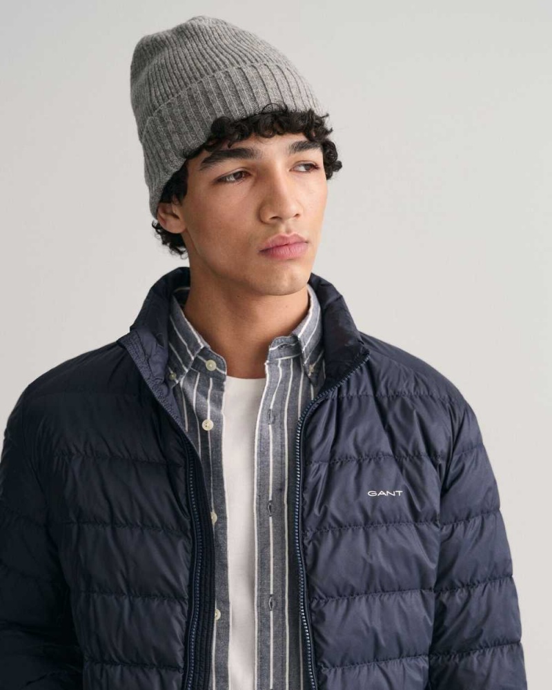 Gant Light Down Men's Jackets Evening Blue | JXBEP-9635